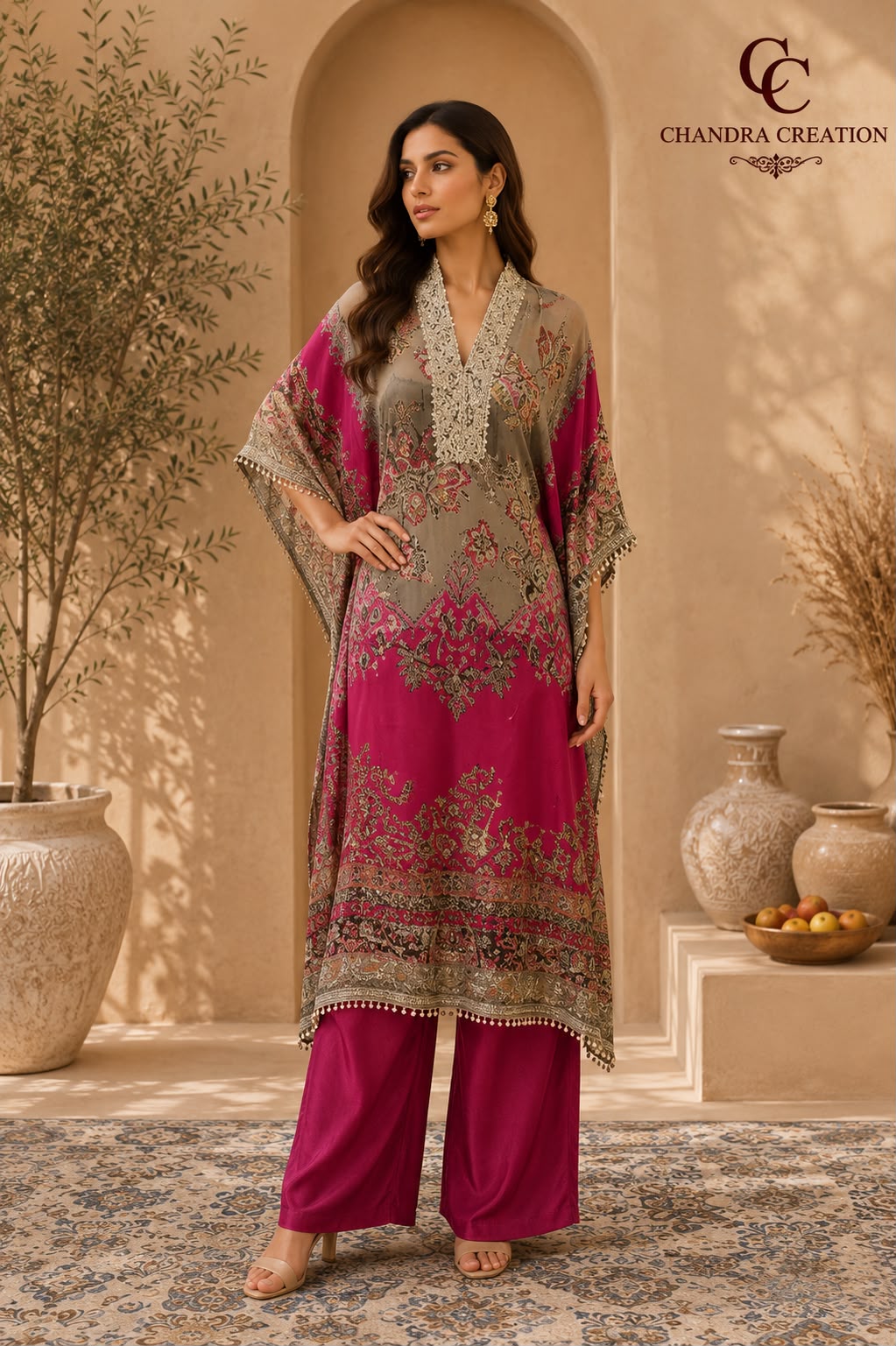 Printed Kaftan Pink
