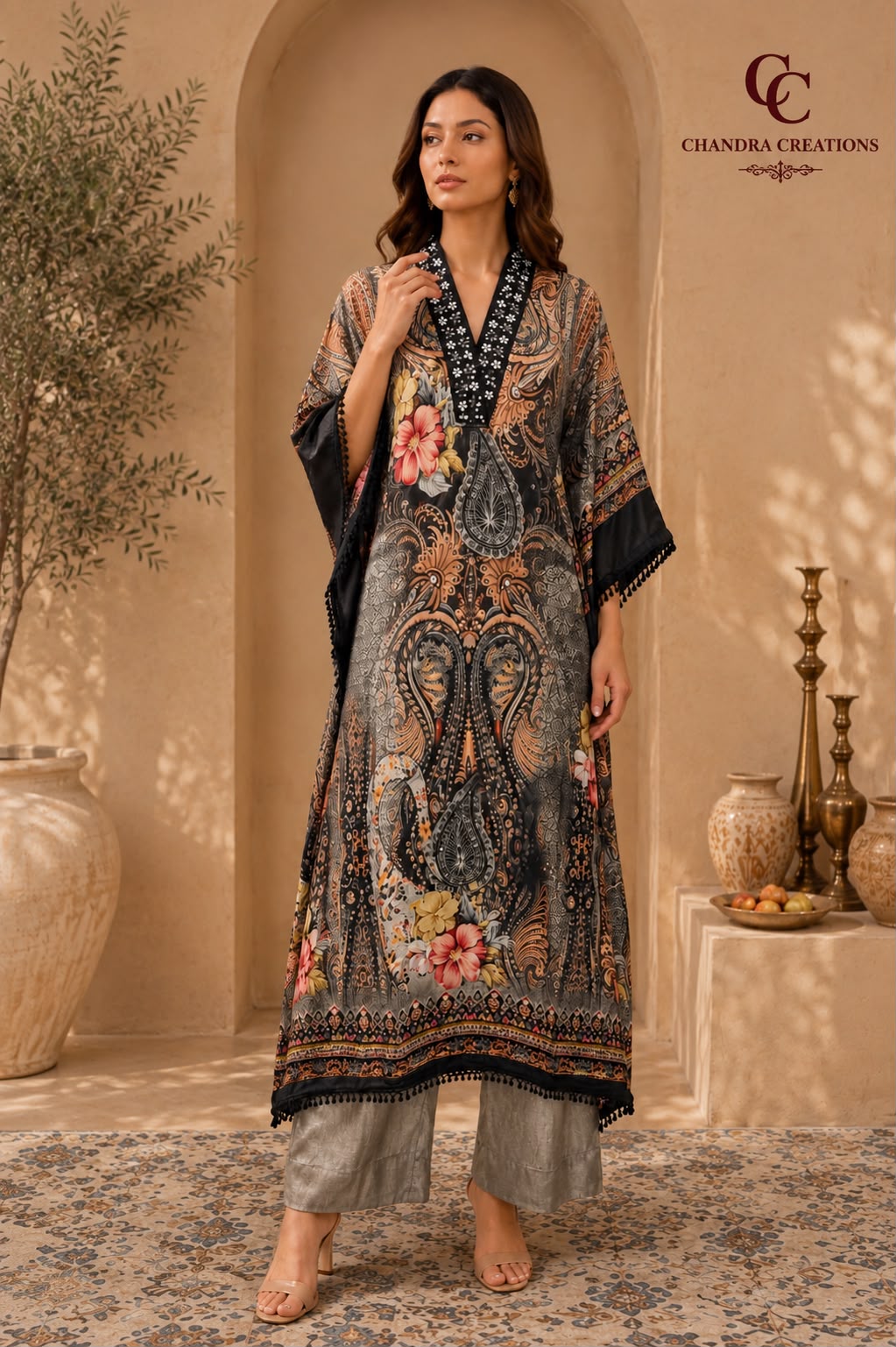 Printed Kaftan Black