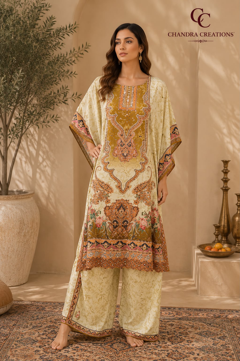 Printed Kaftan Ocher